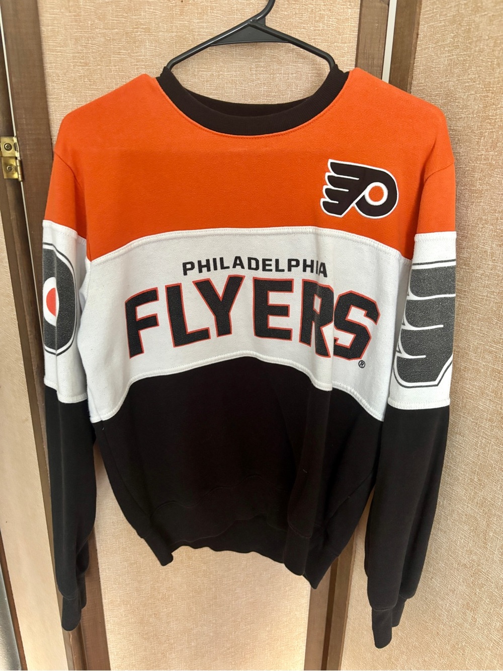 Philadelphia Flyers Colorblock Crewneck Sweatshirt - Orange/White/Black